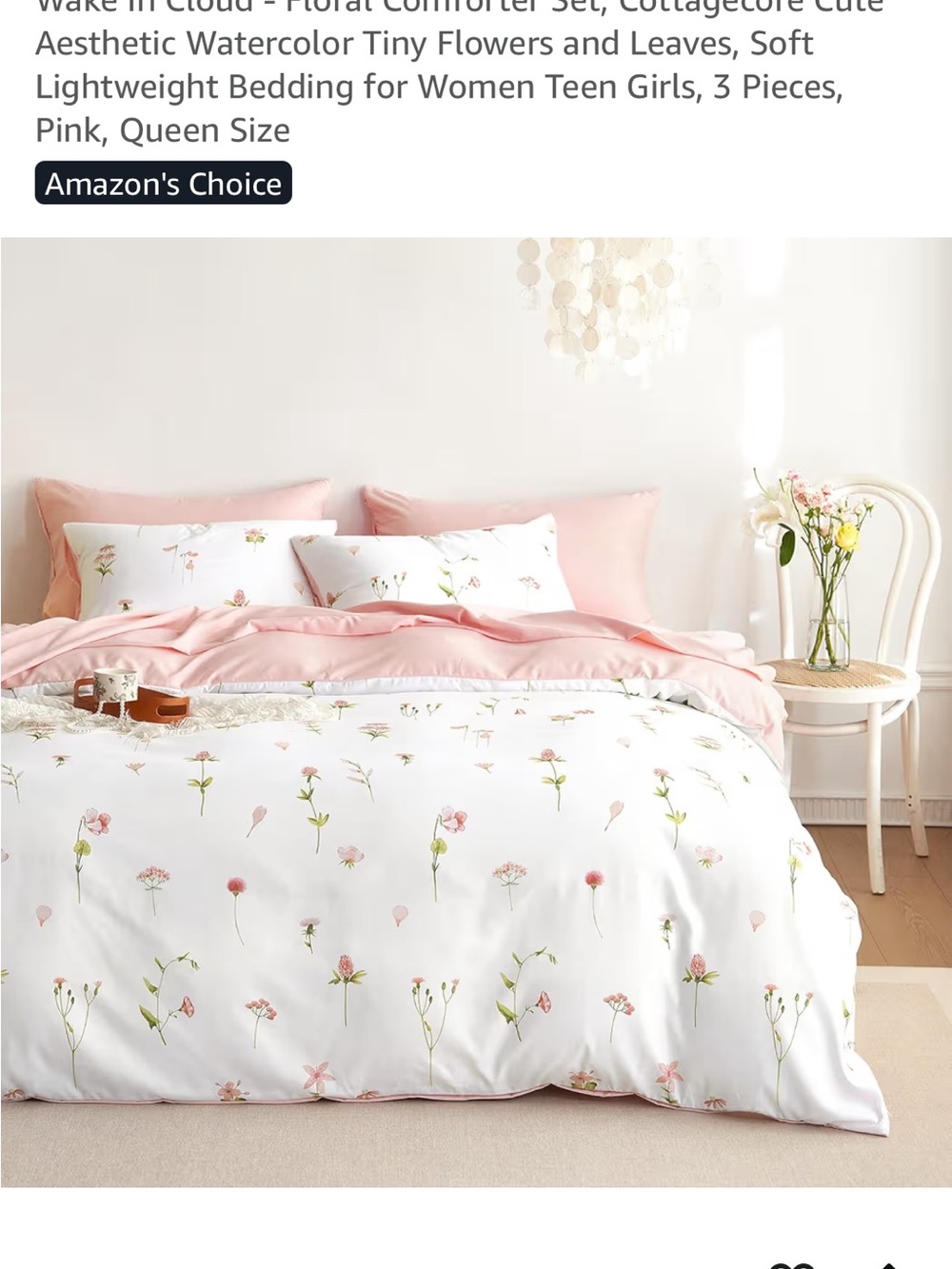 Floral Watercolor Comforter Set - Pink